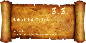 Baksi Bálint névjegykártya